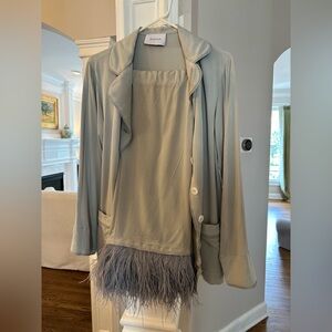 Sleeper feather party  pajama set in grey size small